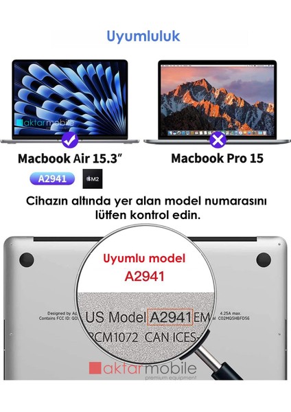 MacBook Air 15 M2 2023 A2941 15.3" Uyumlu Ekran Koruyucu - 2 Adet - Esnek & Kırılmaz & Tam Uyum