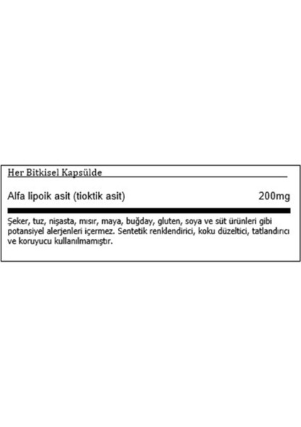 Alpha Lipoic Acid 200 Mg 50 Kapsül