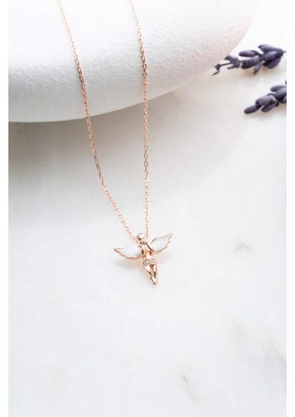 925 Ayar Gümüş Beyaz Mineli Kanatlı Peri Kolye modelleri