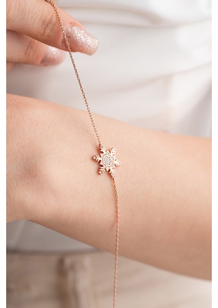 925 Ayar Gümüş Rose Altıgen Tasarım Kartanesi Model Bileklik