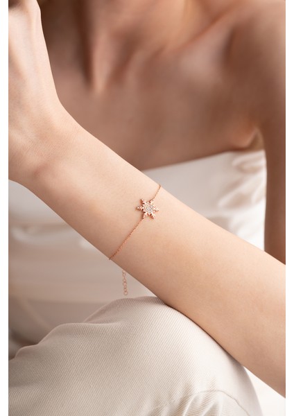 925 Ayar Gümüş Rose Altıgen Tasarım Kartanesi Model Bileklik fırsatları