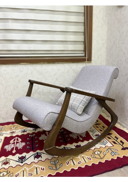 Ekol Ceviz Taş Gri Ahşap Sallanan Sandalye Dinlenme Emzirme Baba Tv Okuma Uzanma Koltuğu Berjer fiyatları
