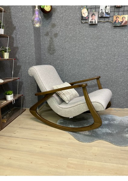 Ekol Ceviz Taş Gri Ahşap Sallanan Sandalye Dinlenme Emzirme Baba Tv Okuma Uzanma Koltuğu Berjer modelleri