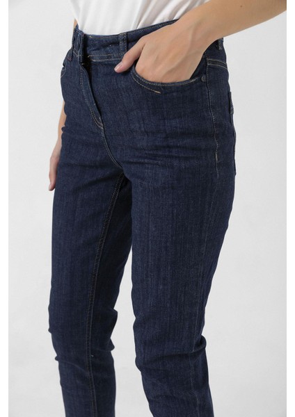 Lacivert Likralı Denim Pantolon