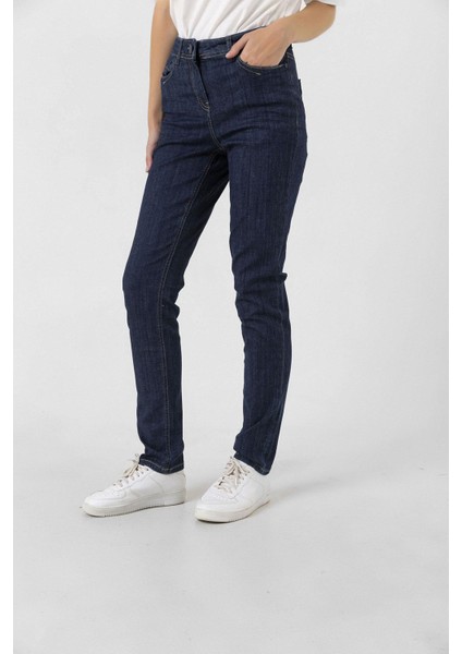 Lacivert Likralı Denim Pantolon