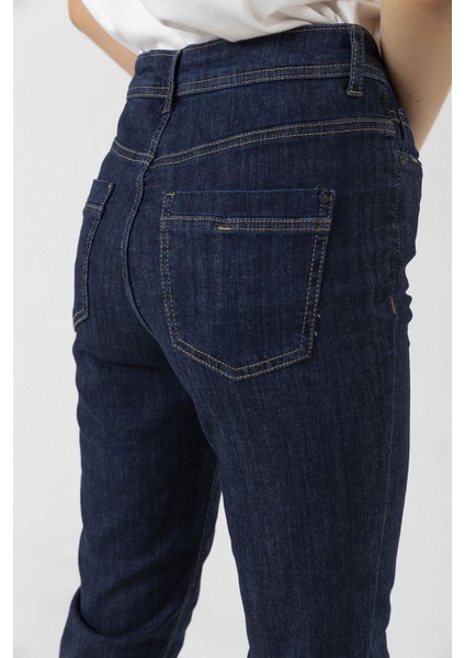 Lacivert Likralı Denim Pantolon