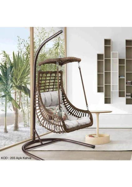 Çavdar Group Asos Rattan Tek Kişilik Salıncak Bahçe Balkon Teras Salıncağı