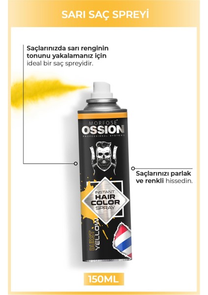 Ossion Premium Barber Line Sarı Renkli Saç Spreyi 150 ml