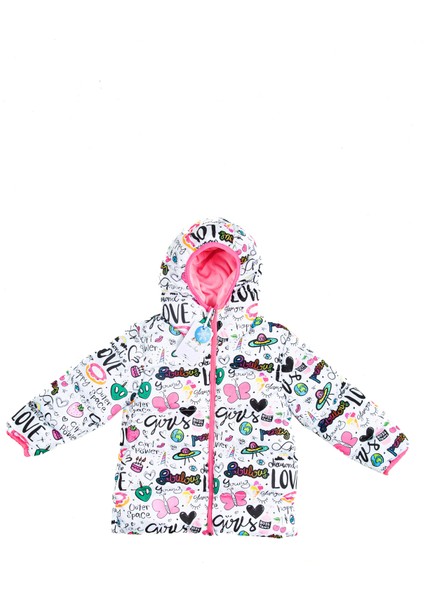 Kız Çocuk İçi Polarlı Kapüşonlu Girls Yazılı Kelebek Desenli Kışlık Şişme Mont & Kaban & Parka fiyatları