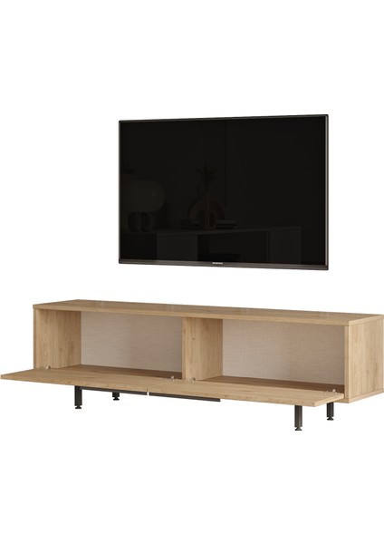 Robin Home Lidya Tv Ünitesi Sehpası Metal Ayaklı Uv Baskı 160CM Sepet-Jüt