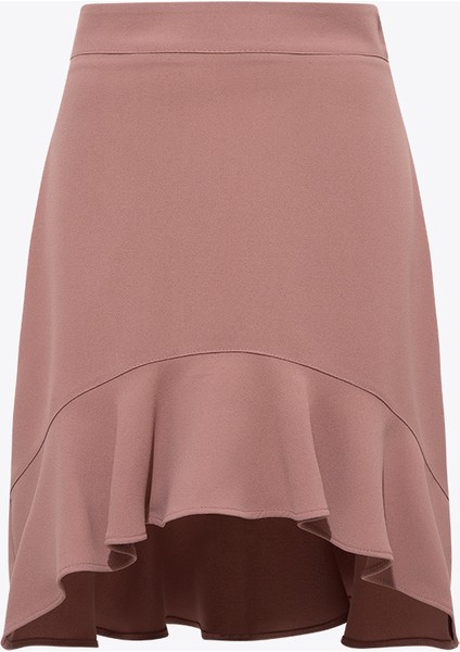 Volanlı Mini Etek - Gül Kurusu