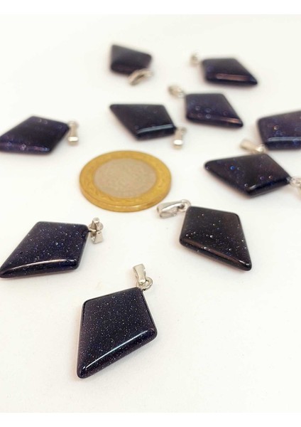 Lacivert Yıldız Taşı Ok Ucu Şekilli Kolye Ucu (42655)