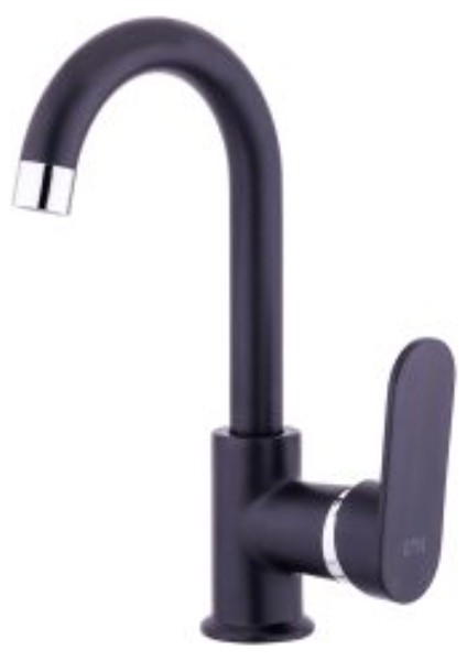Mercan Kuğu Borulu Lavabo Bataryası -368S -Siyah