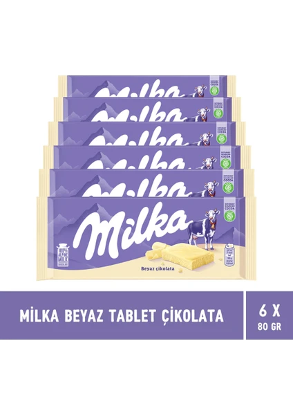 Beyaz Tablet Çikolata 80 gr - 6 adet