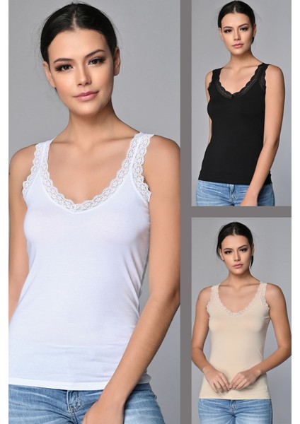 Kadın Dantelli Bulz 3'lü Paket
