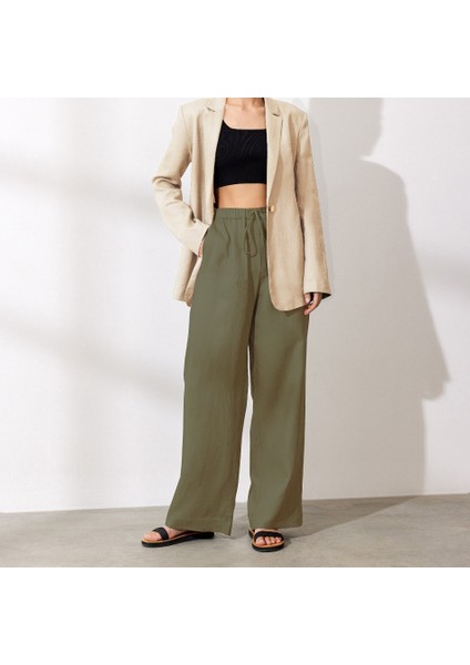 Keten Günlük Pantolon Beli Bağcıklı LN14HAKI6