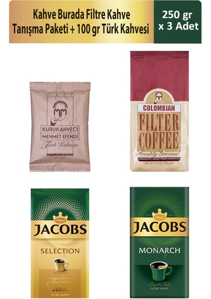 Filtre Kahve Tanışma Paketi 250 gr x 3 Adet + 100 gr Türk Kahvesi
