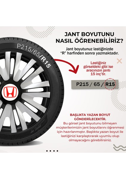 Honda Cıty 15 Inç Uyumlu Jant Kapağı 4'lü Takım Renkli 3515