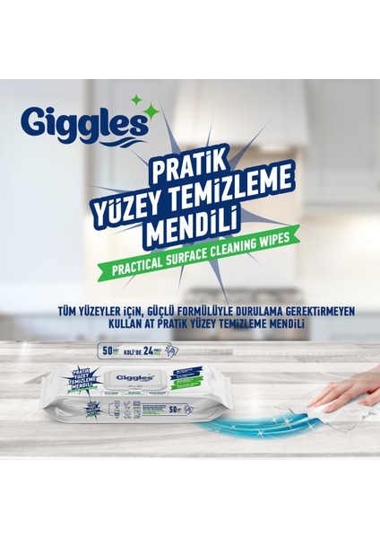 Pratik Yüzey Temizleme Mendili 3 Paket 150 Adet