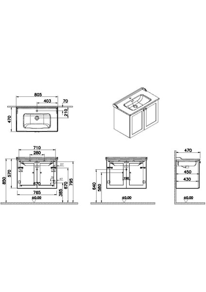 Root Classic Kapaklı Lavabo Dolabı 80 cm Mat Gri 68724 fiyatları