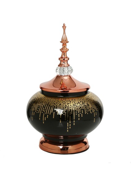 Amber Bronz Kapaklı Vazo 30 cm AK.JE0021