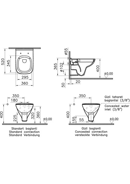 S20 Square Asma Klozet 7508L003-0850 fiyatları