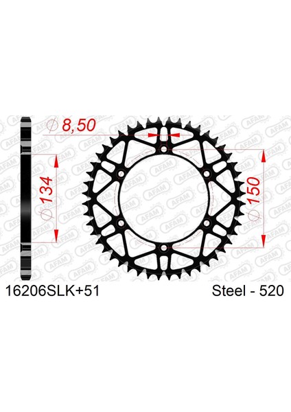 Kawasakı Kx 125/250/500 ,kxf 250/450, Suzukı RMZ250 Superlıght Slk Çelik Dişli #520