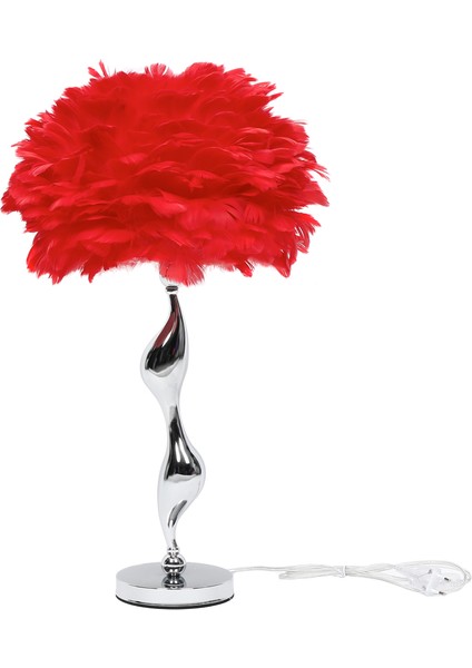 Kuş Tüyü Kırmızı Abajur AY.VTL-0085
