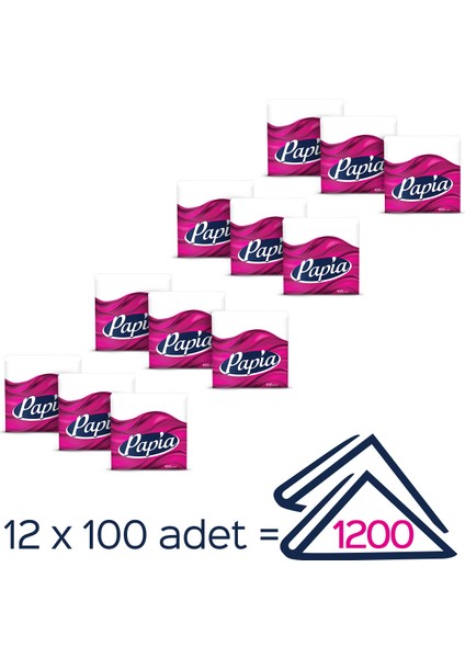 Beyaz 100'lü Peçete (12 Paket x 100 Yaprak)