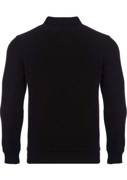 Büyük Beden Regular Fit Polo Yaka Baskılı Sweatshirt-KS1709