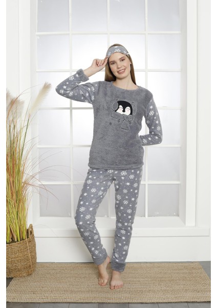 Kadın Manşetli Kışlık Polar Pijama Takımı 2131
