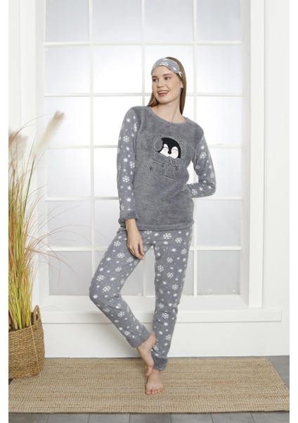 Kadın Manşetli Kışlık Polar Pijama Takımı 2131