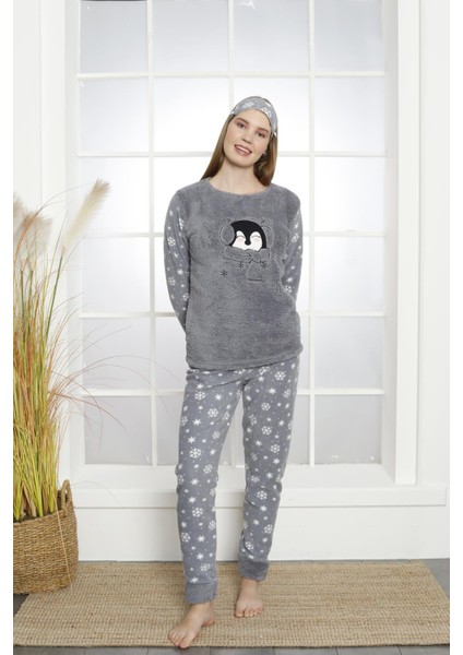 Kadın Manşetli Kışlık Polar Pijama Takımı 2131
