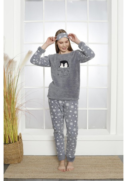 Kadın Manşetli Kışlık Polar Pijama Takımı 2131