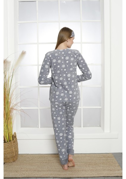 Kadın Manşetli Kışlık Polar Pijama Takımı 2131