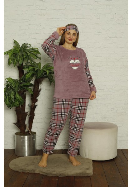 Kadın Büyük Beden Ekose Desen Polar Pijama Takımı 2171 fiyatları