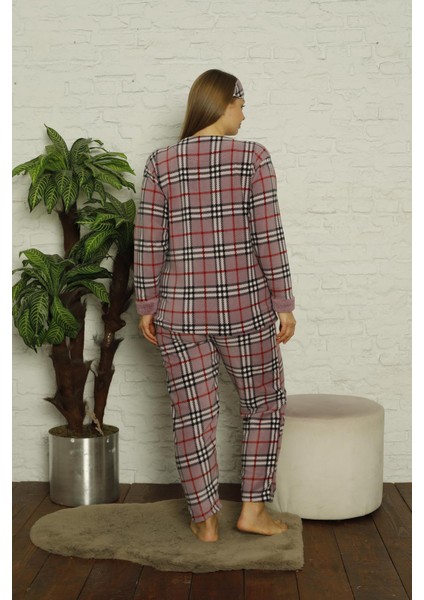 Kadın Büyük Beden Ekose Desen Polar Pijama Takımı 2171 fırsatları