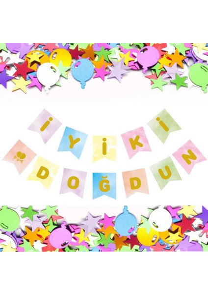 Makaron Renkli Iyiki Doğdun Gold Banner