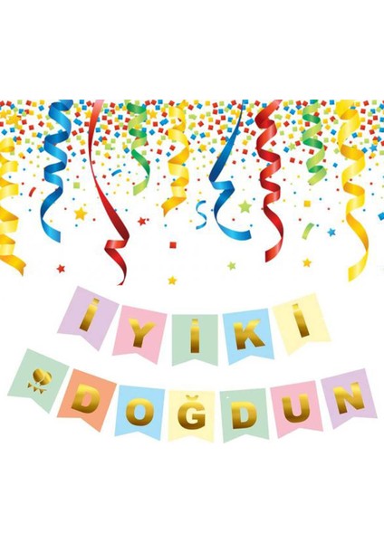 Makaron Renkli Iyiki Doğdun Gold Banner