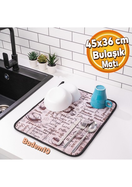 Bulaşık Kurutma Matı Kurulama Bezi Örtüsü Tezgah Üstü Ped Mutfak Bulaşıklık Yıkanabilir 45X36 cm