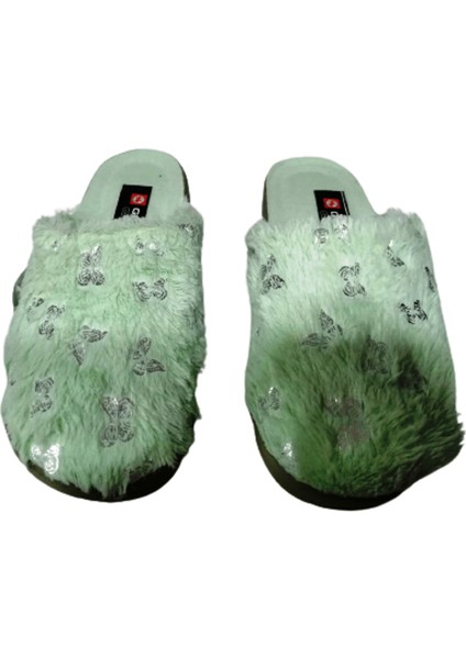 Kadın Su Yeşili Peluş Ev Içi Terlik GZRR32-998 modelleri
