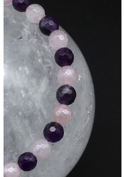 Ametist - Pembe Kuvars Doğal Taş Makrome Örme Bileklik fiyatları