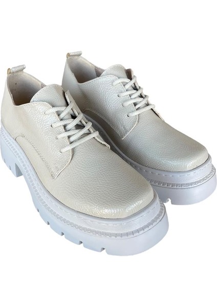 Bağcıklı Yüksek Taban Kadın Oxford Ayakkabı BEJ - EKRU fiyatları