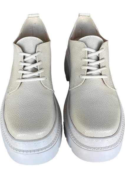 Bağcıklı Yüksek Taban Kadın Oxford Ayakkabı BEJ - EKRU fırsatları