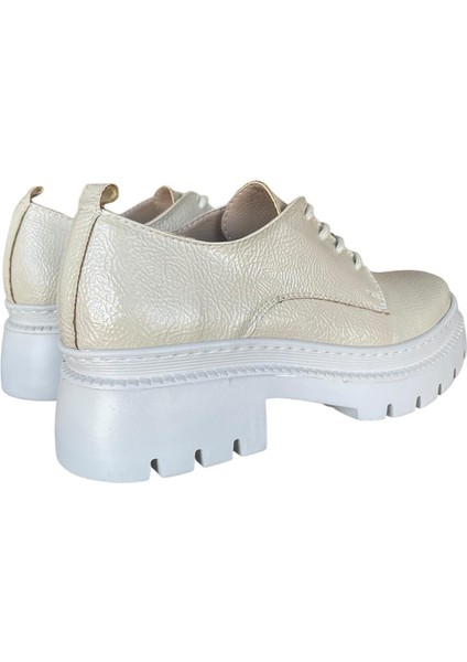 Bağcıklı Yüksek Taban Kadın Oxford Ayakkabı BEJ - EKRU indirimleri