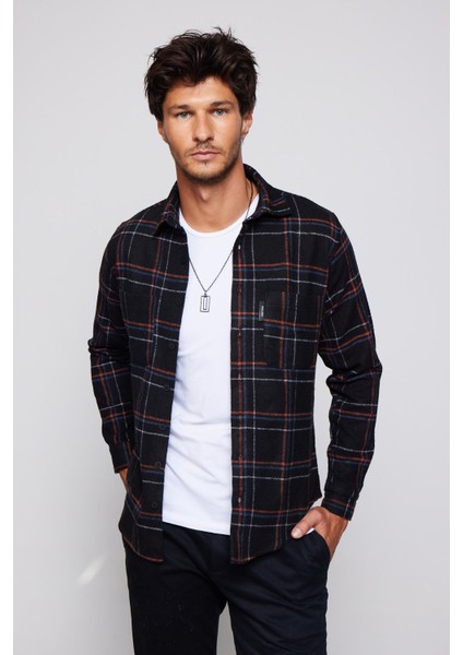 Slim Fit Dar Kesim Çift Cep Kareli Oduncu Erkek Gömlek