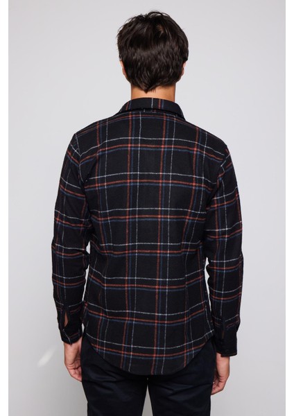 Slim Fit Dar Kesim Çift Cep Kareli Oduncu Erkek Gömlek