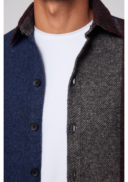 Slim Fit Dar Kesim Şerit Çizgili Oduncu Erkek Gömlek