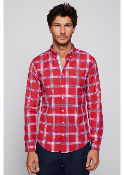 Slim Fit Kareli Pamuklu Kolay Ütü Erkek Gömlek modelleri