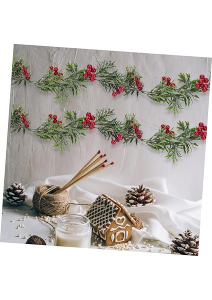 1 Adet Dize Işık Direk Yeşil Noel Işıkları Yeşil Çelenk Festoon Işıkları Dış Mekan Berry LED Işık Dizi LED Noel Garland Pille Çalışan Çelenk Plastik Yeşil Parti LED Işık (Yurt Dışından)